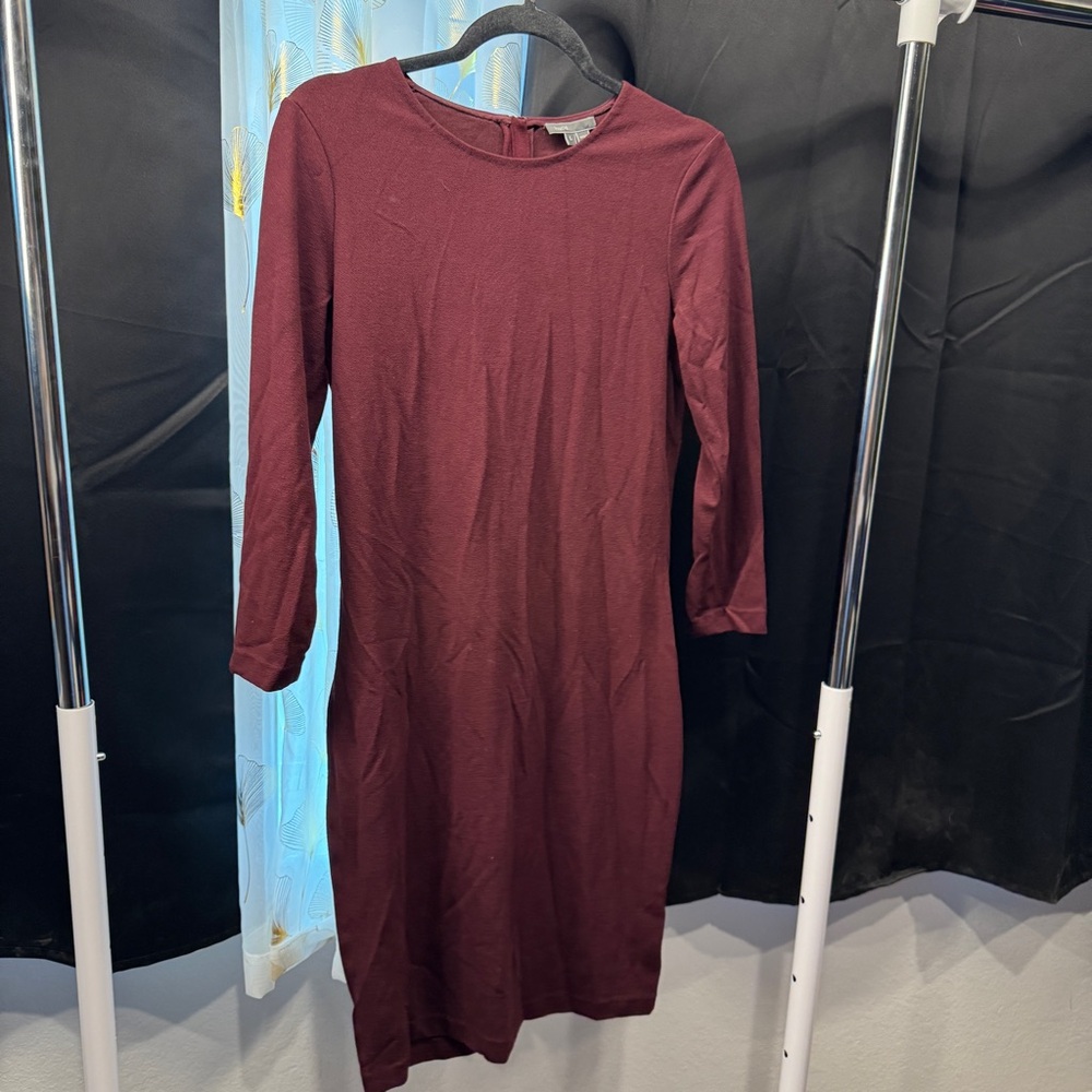 Vince Long Sleeve Burgundy Dress